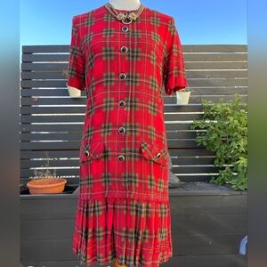 Vintage Jessica Howard Tartan Don't Dropwaist Holiday Dress
